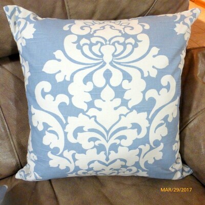 Cashmere Blue pillow cover, Premier Prints pillow cover, Steel Blue Damask pillow cover - image1